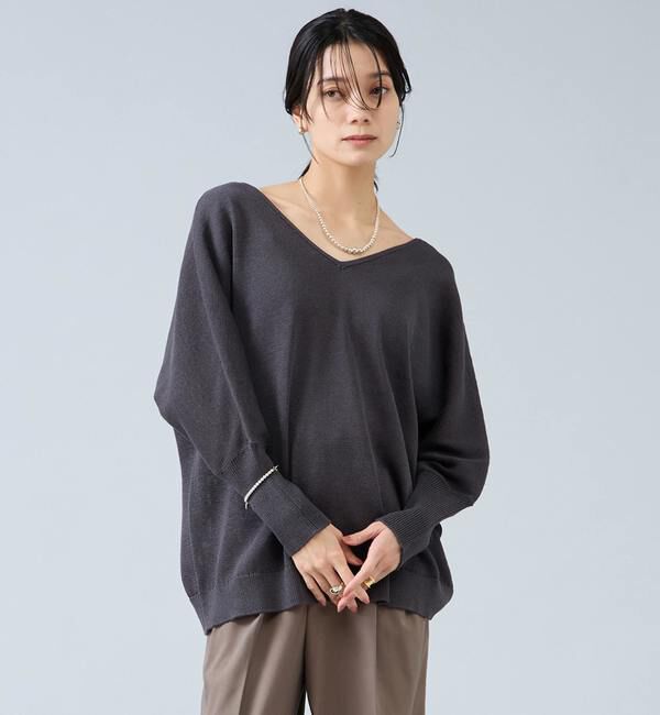 Liesse「レースアップニット」|ニット・セーター|チャコール