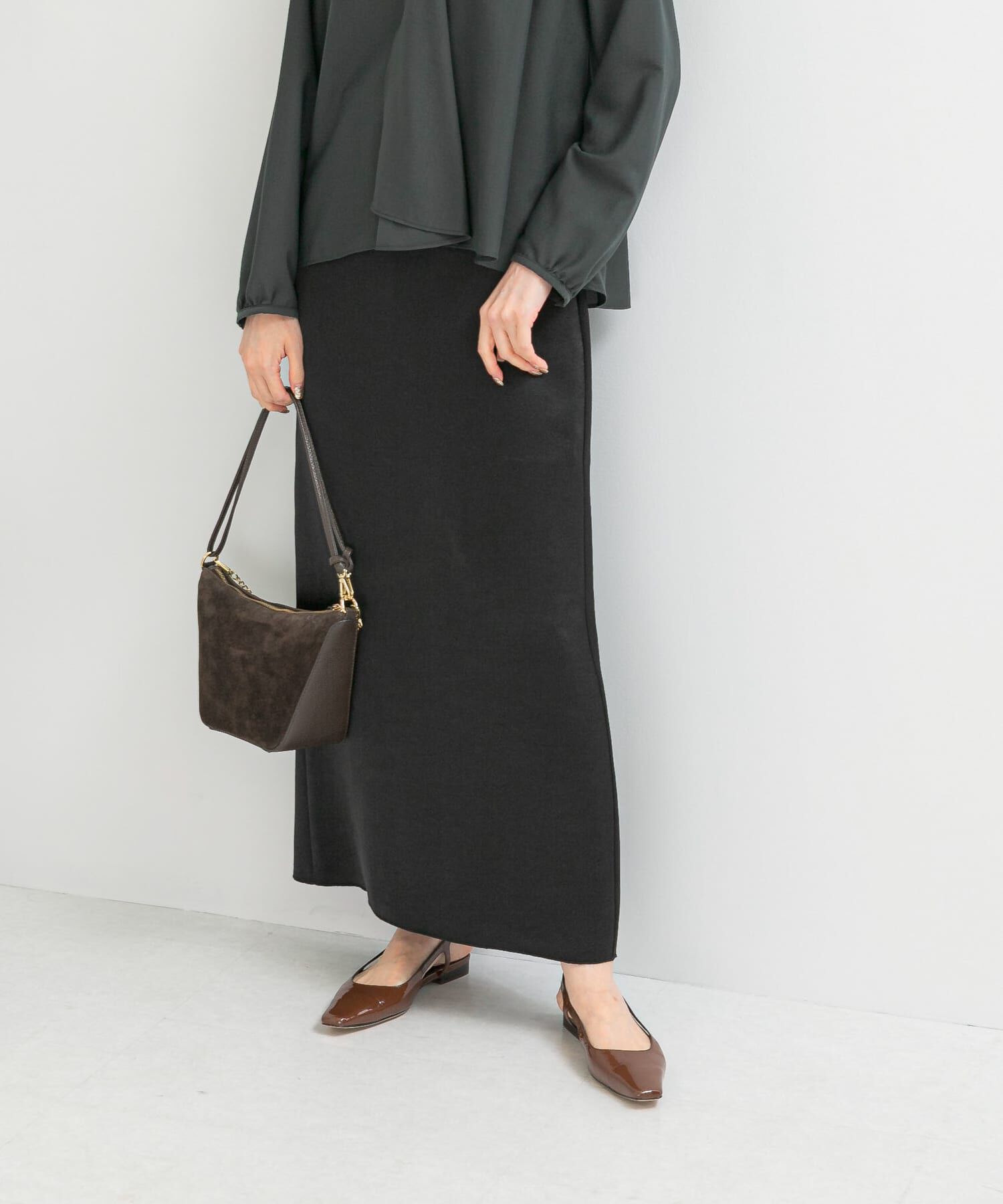 URBAN RESEARCH ROSSO「ビンテージダブルサテンストレートスカート」|スカート|ブラック