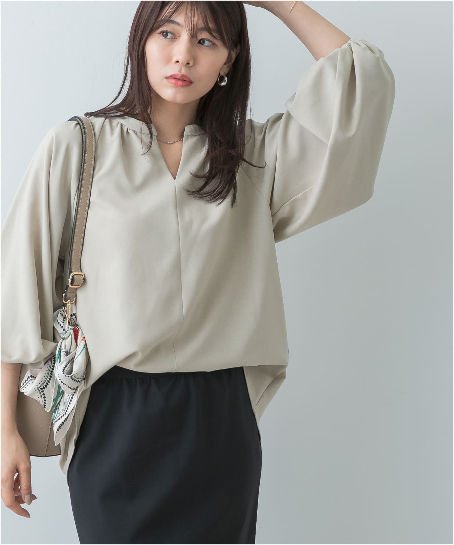 URBAN RESEARCH ROSSO「F by ROSSO　イージーケアバルーンスリーブブラウス」|シャツ・ブラウス|ベージュ系その他