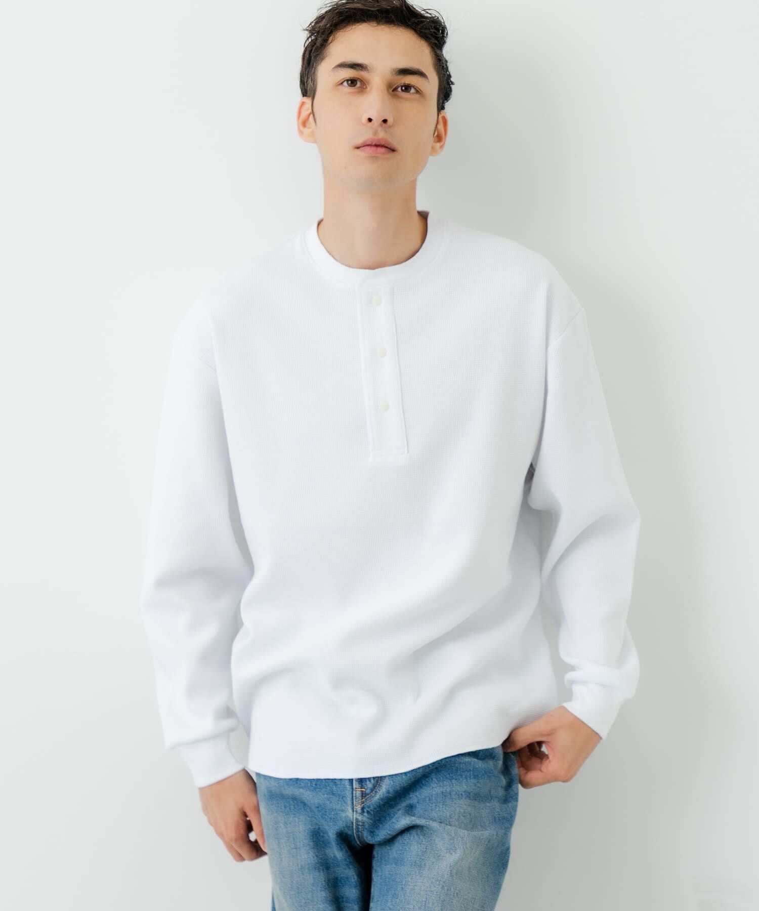 URBAN RESEARCH「『UR TECH』度詰めワッフルヘンリーロングスリーブ」|Tシャツ・カットソー|