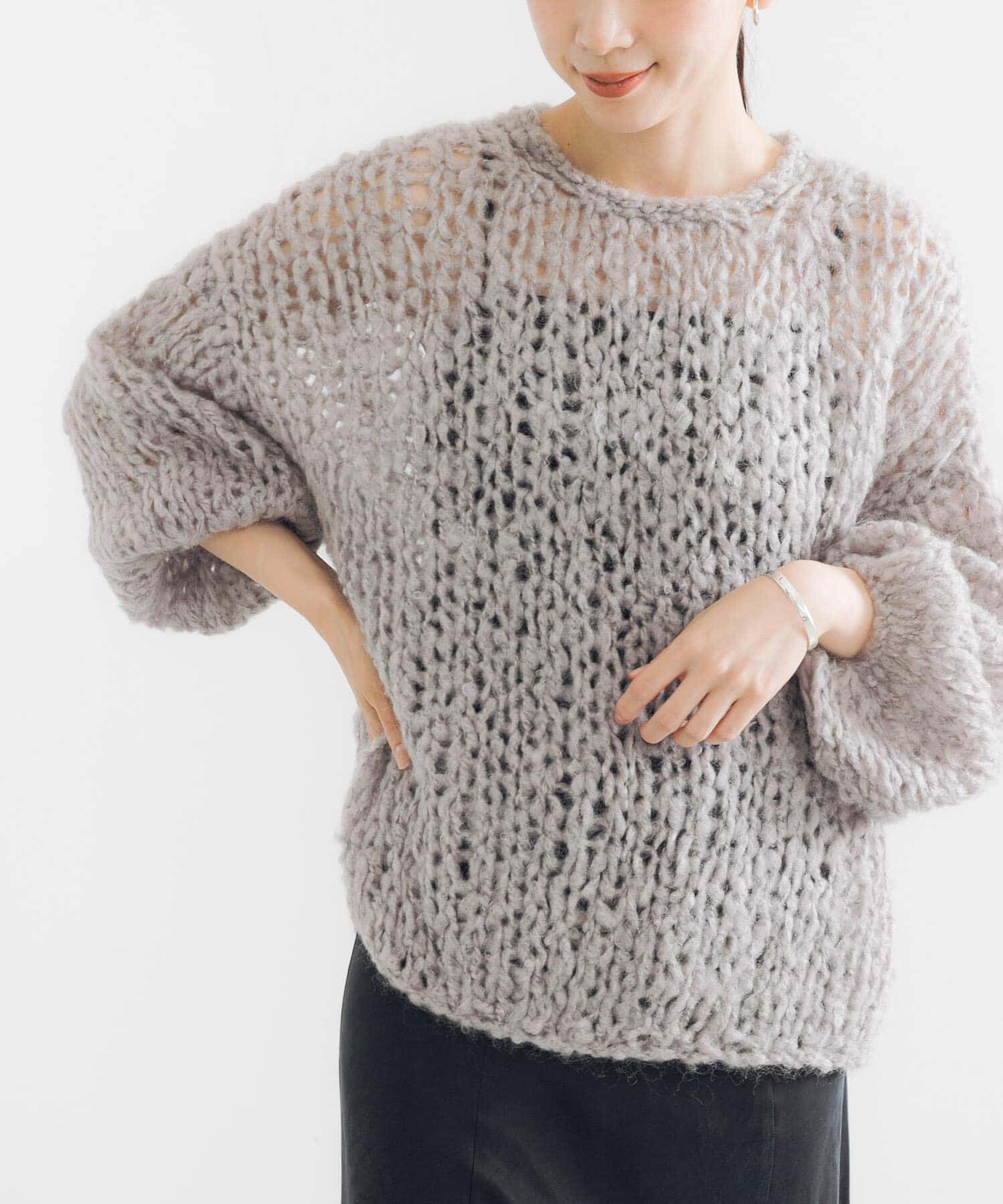URBAN RESEARCH「モヘヤルーズハンドニット」|ニット・セーター|ライトグレー