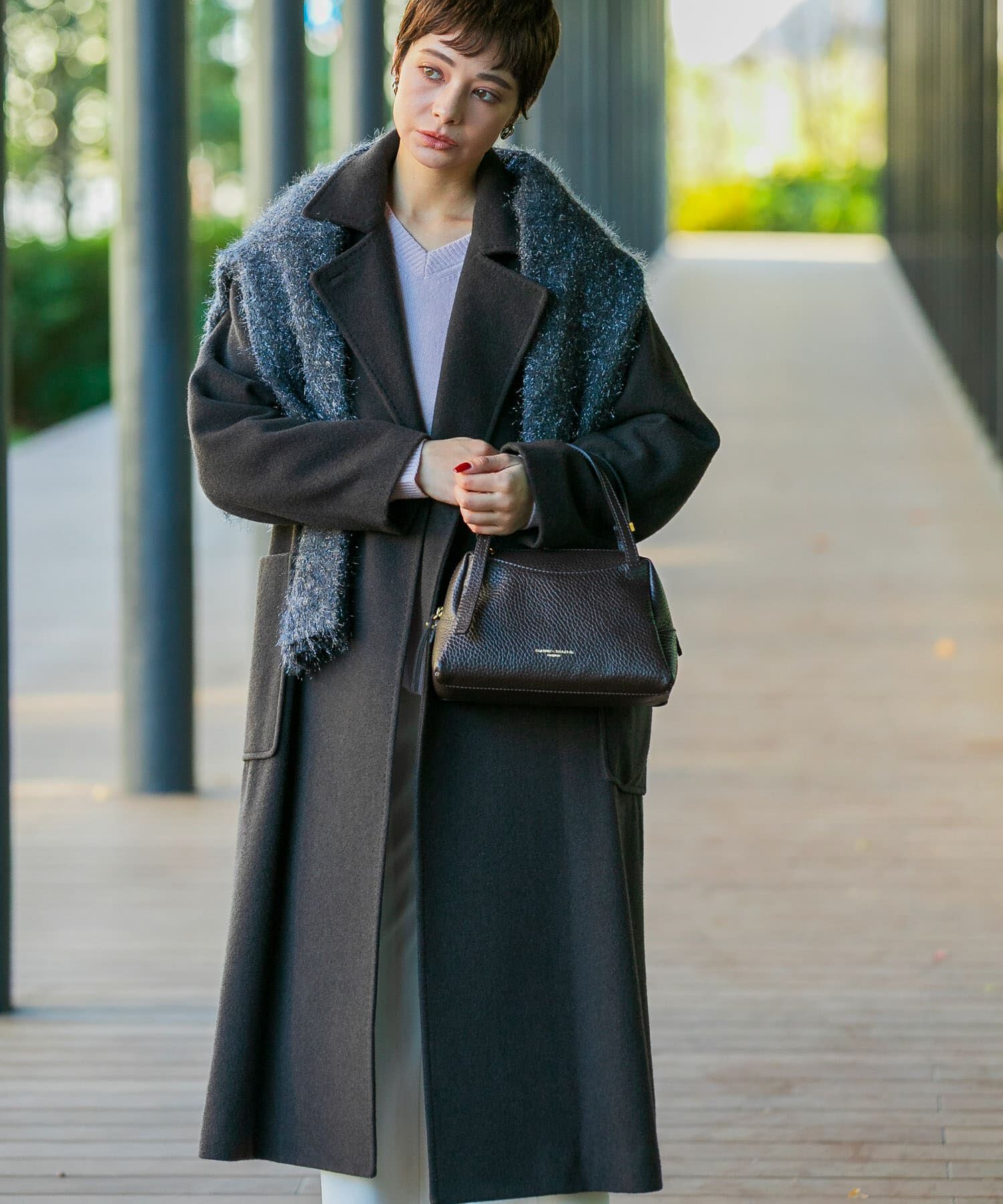 URBAN RESEARCH ROSSO「ウールカシミヤコート」|ノーカラーコート|ダークブラウン