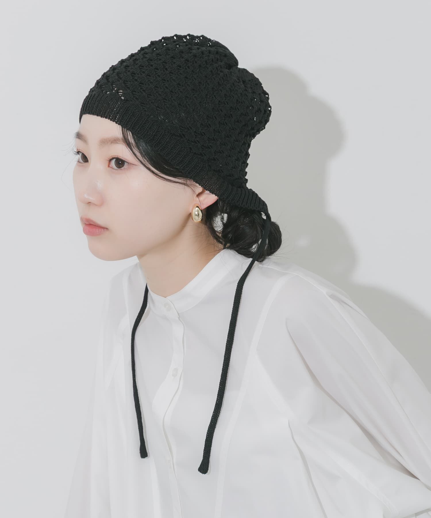 SMELLY「ニットボンネット」|ニット帽|ブラック