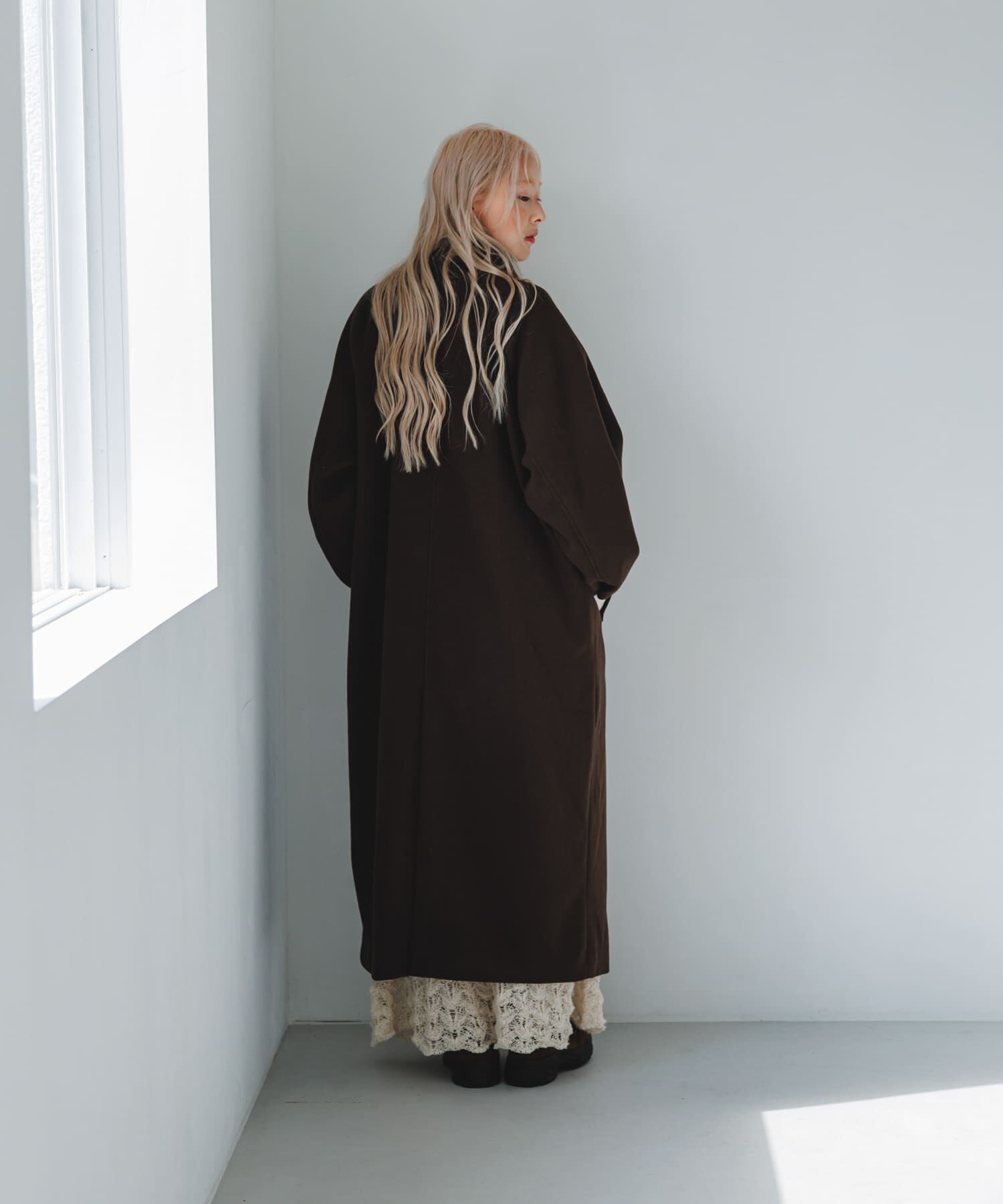  「ステンカラーコクーンロングコート」|ステンカラーコート|