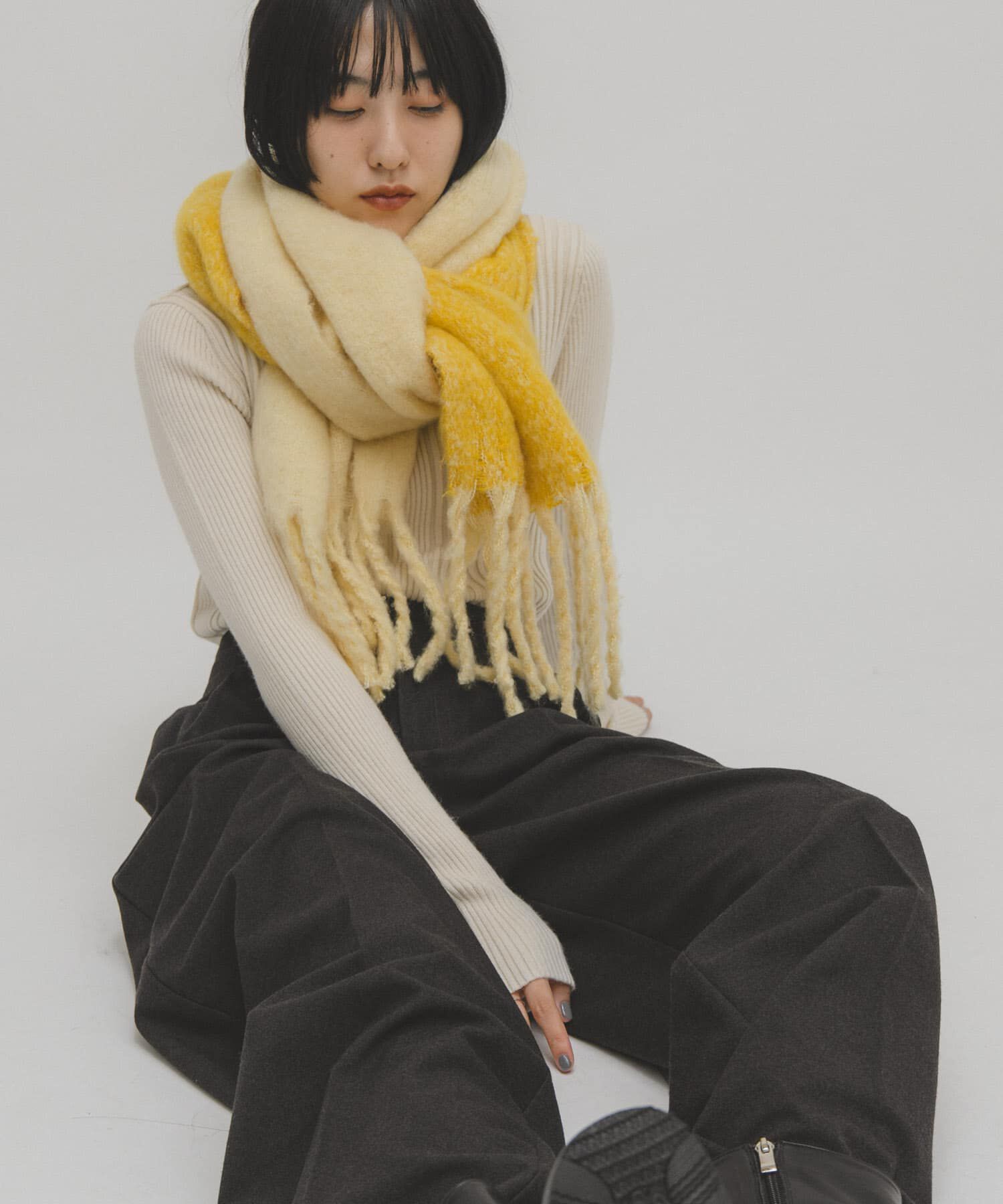  「ビッグフリンジバイカラーストール」|マフラー|