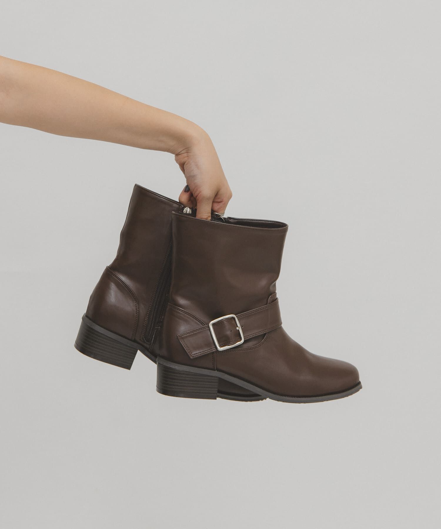  「エンジニアショートブーツ」|ショートブーツ|ブラウン