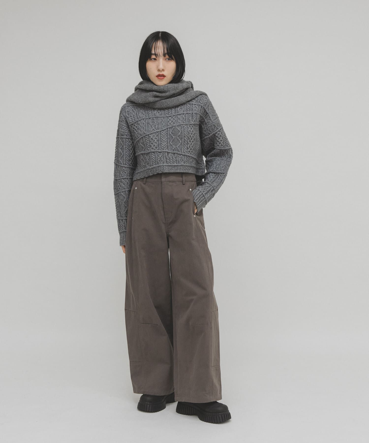  「MIXケーブルショートニット」|ニット・セーター|