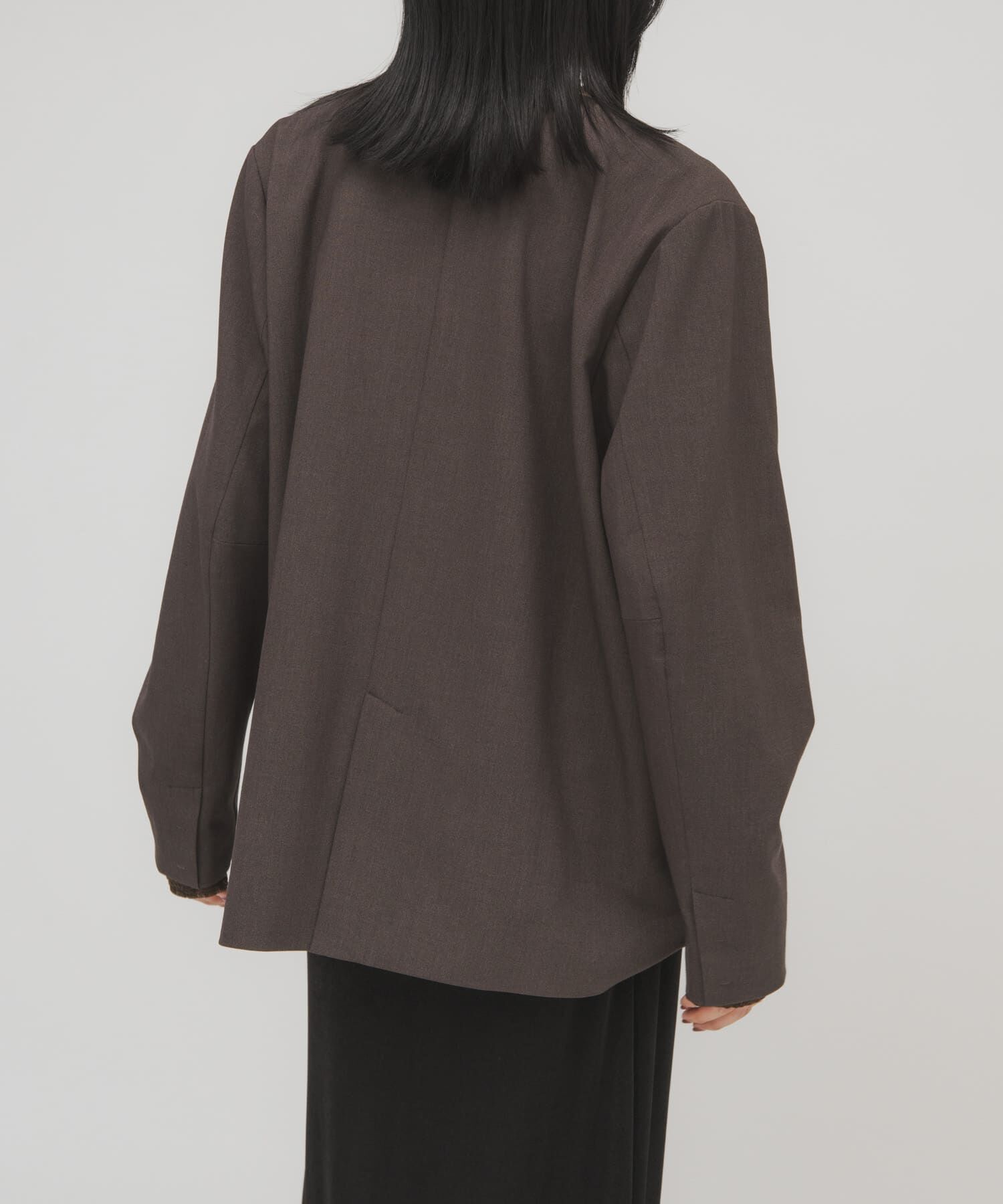  「ノーカラーデザインジャケット」|ノーカラージャケット|