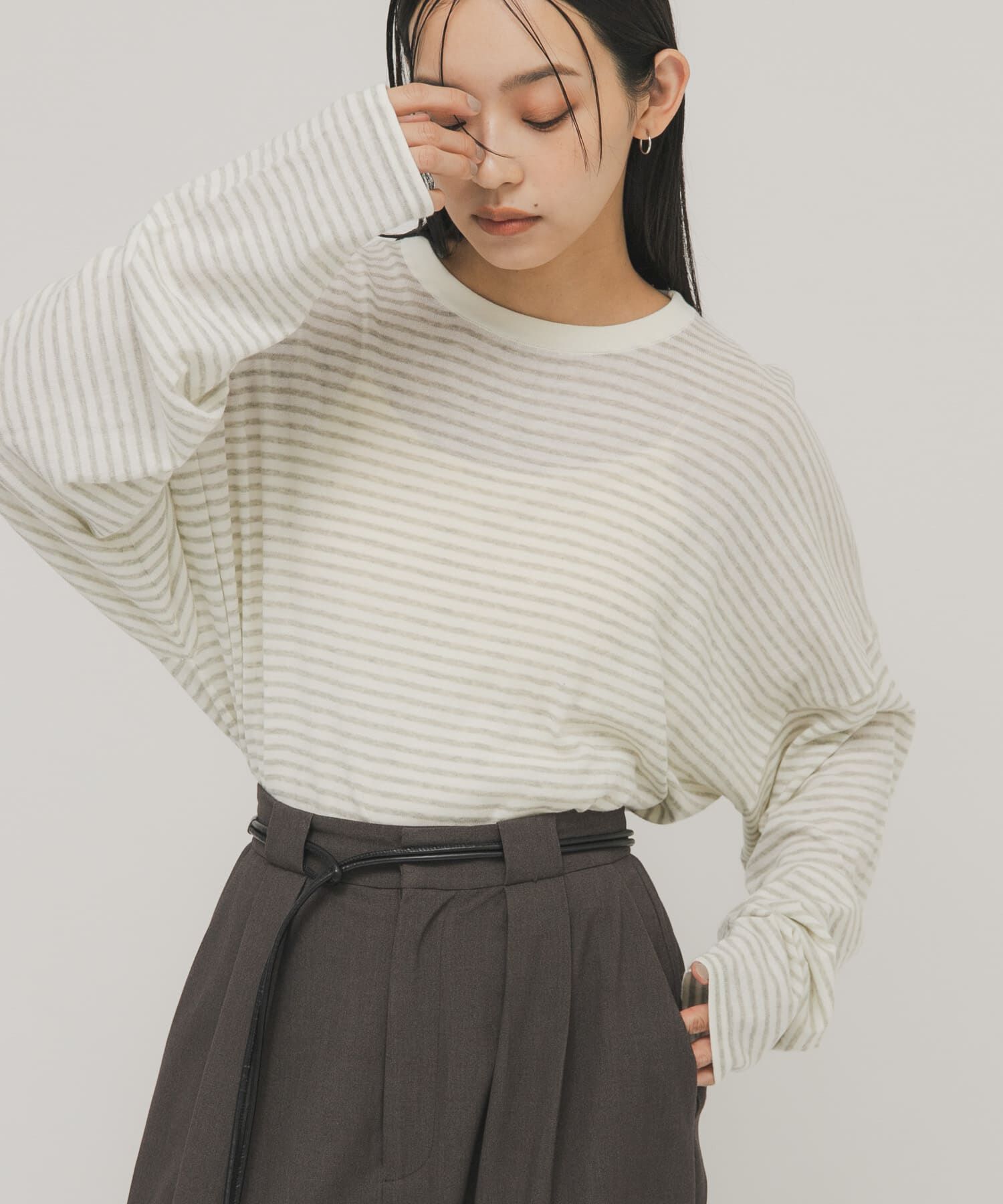  「シアーボーダールーズニット」|ニット・セーター|ホワイト系その他