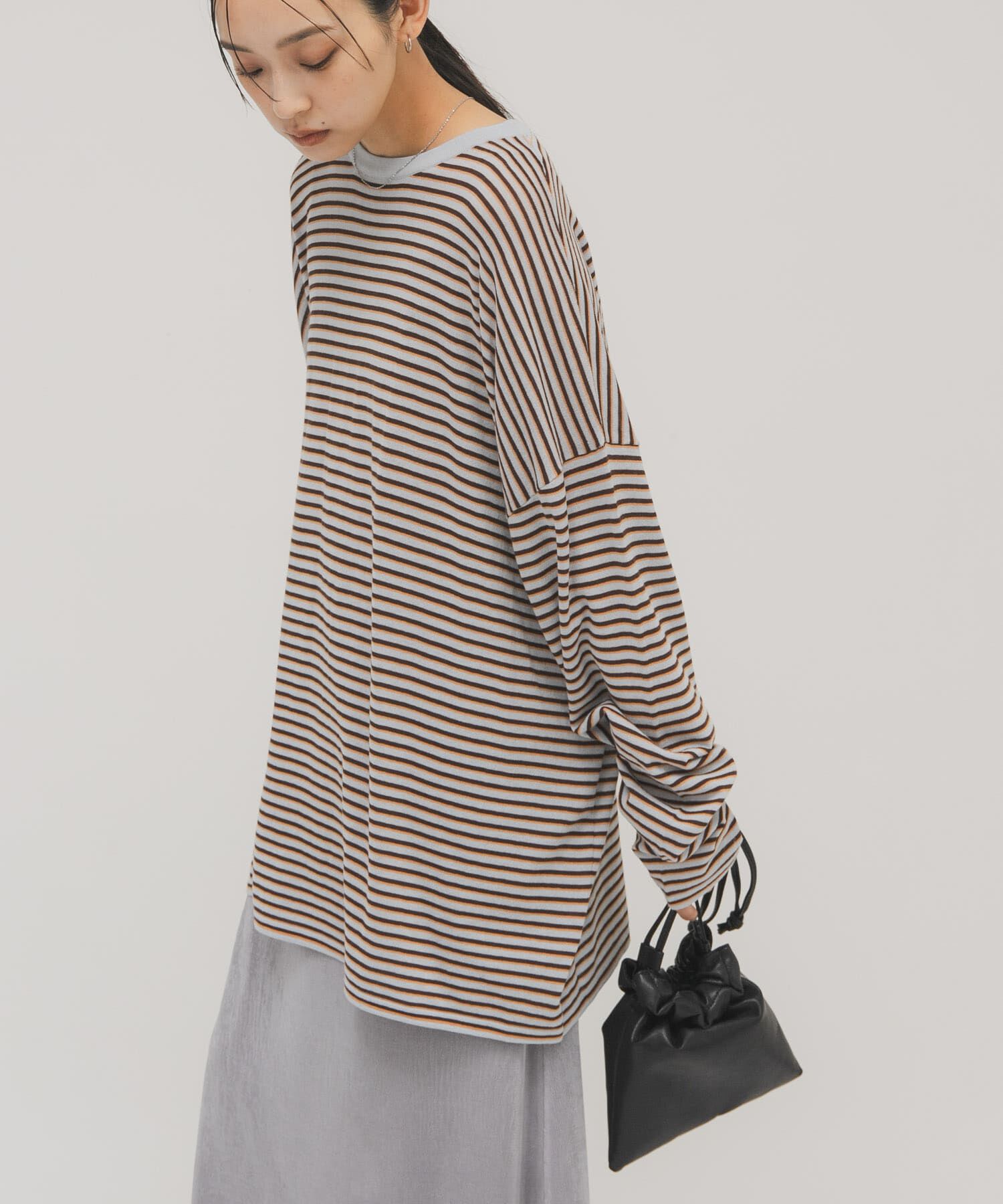  「シアーボーダールーズニット」|ニット・セーター|グレー系その他