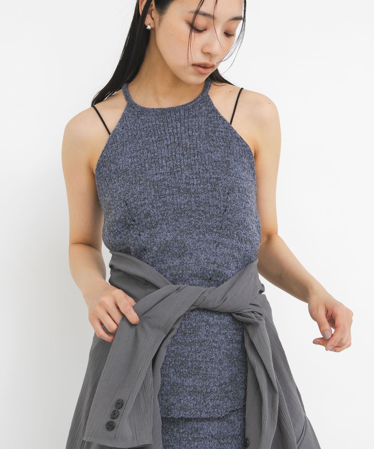  「メランジRIBタンクトップ」|タンクトップ|ブルー系その他