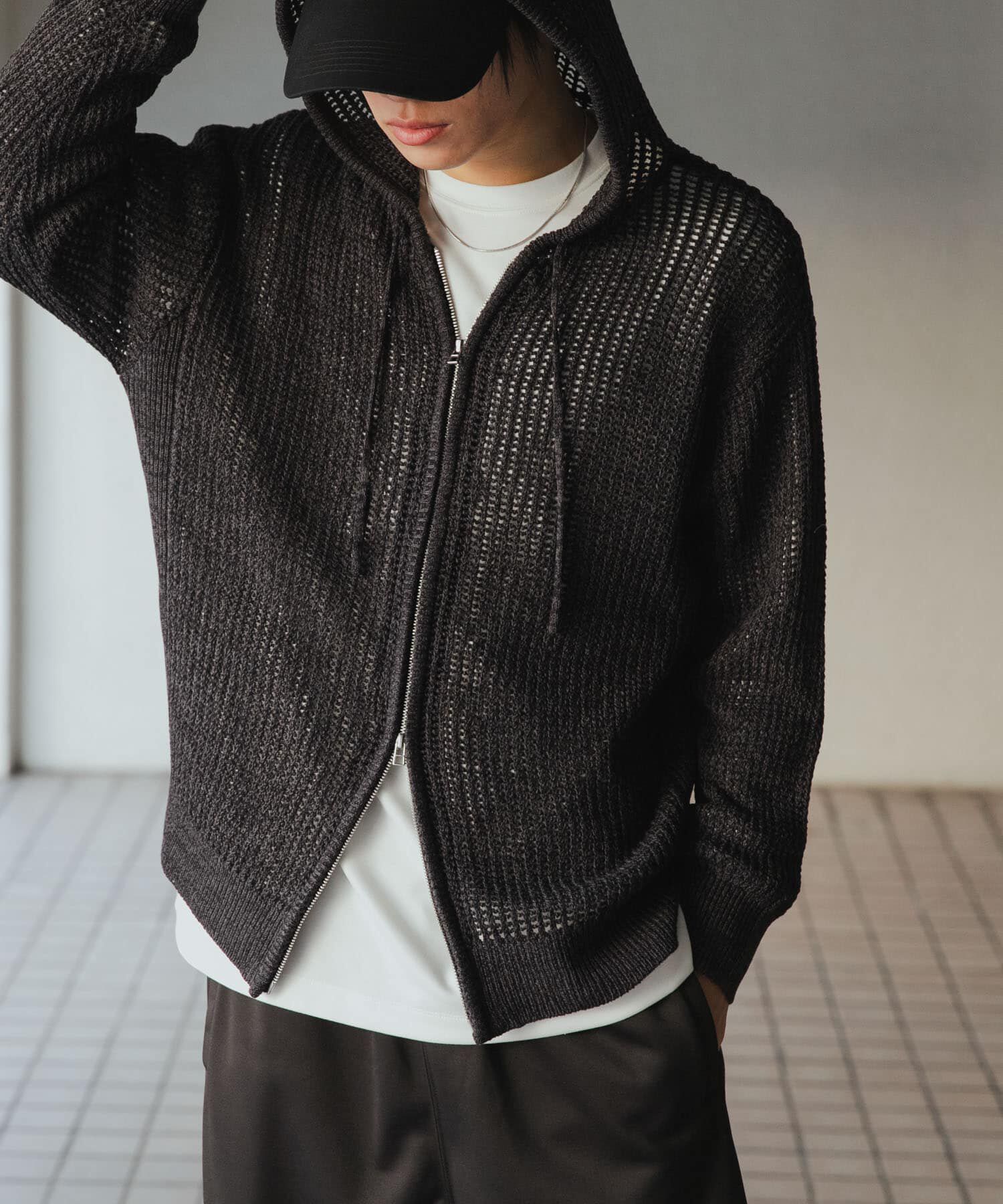 SENSE OF PLACE by URBAN RESEARCH「シアーメッシュフーディージップパーカー」|パーカー|ブラック