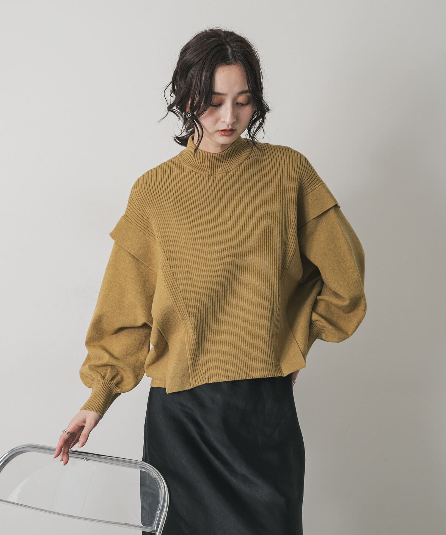 SENSE OF PLACE by URBAN RESEARCH「『一部WEB限定カラー』ストレッチショルダータックセーター」|ニット・セーター|イエロー