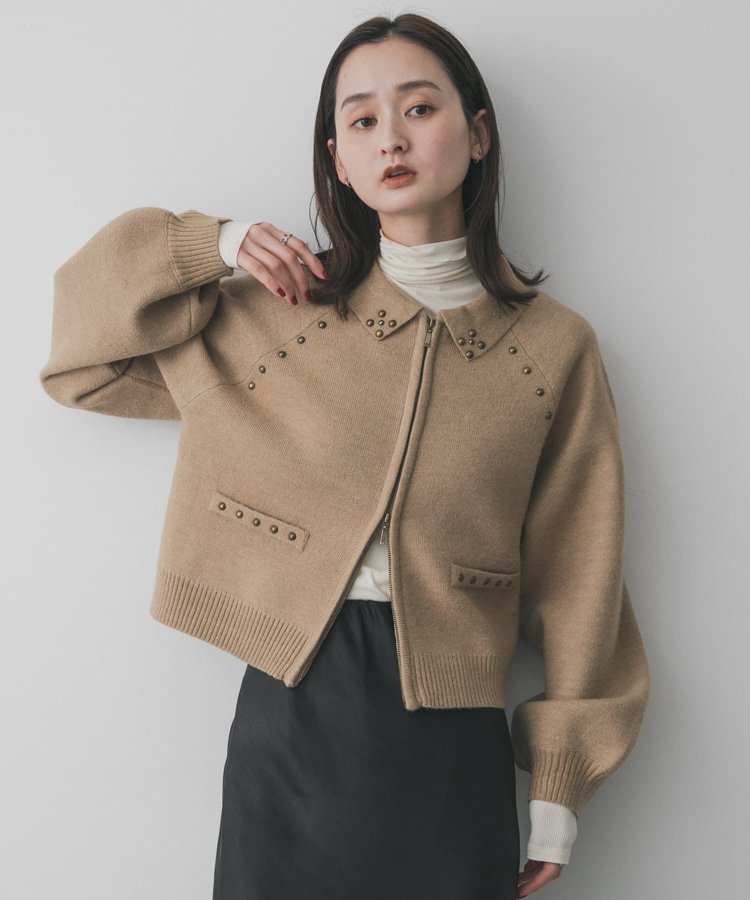 SENSE OF PLACE by URBAN RESEARCH「『洗濯可』スタッズデザインカーディガン」|カーディガン|