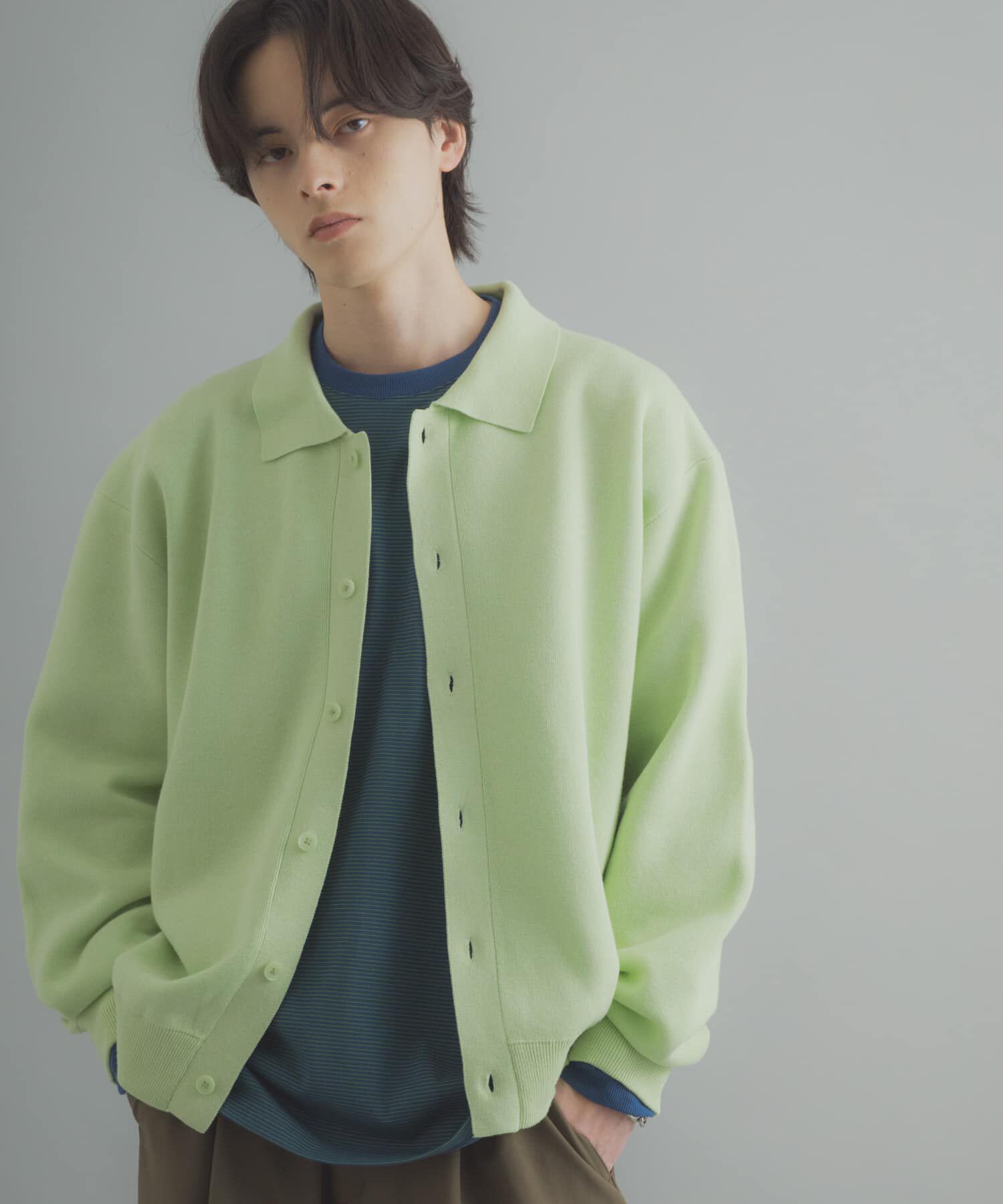 SENSE OF PLACE by URBAN RESEARCH「『ユニセックス』『洗濯可』スウェットライクポロカーディガン」|カーディガン|