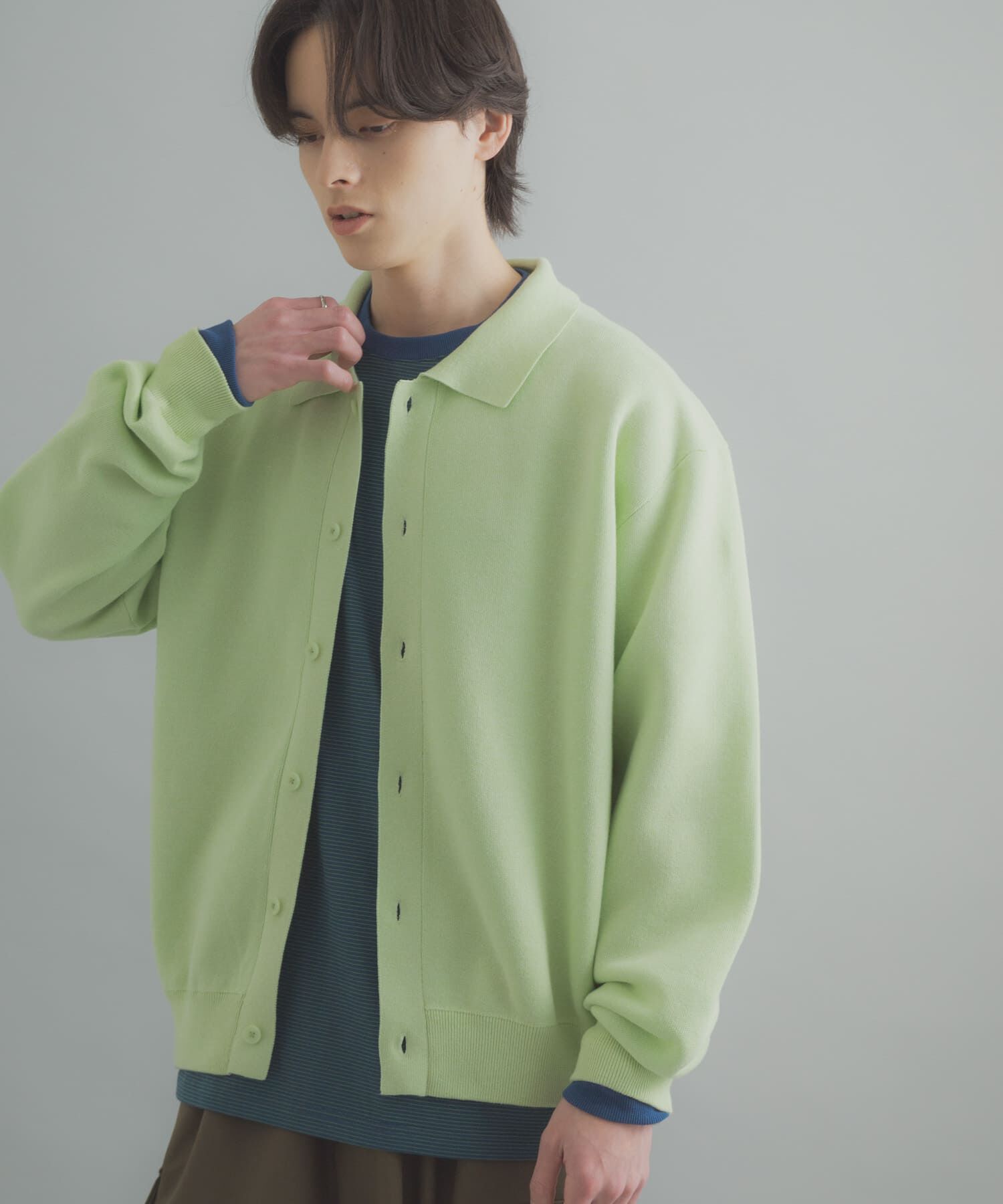 SENSE OF PLACE by URBAN RESEARCH「『ユニセックス』『洗濯可』スウェットライクポロカーディガン」|カーディガン|