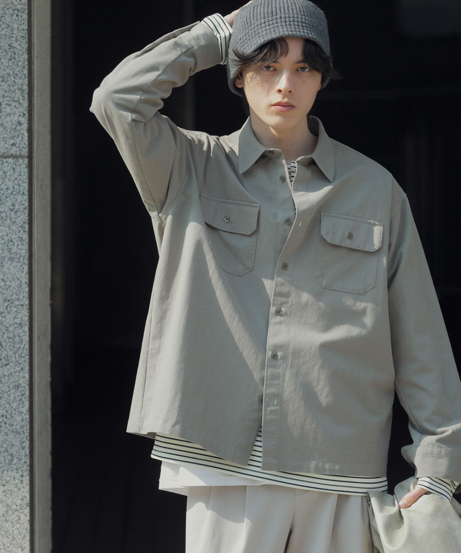 SENSE OF PLACE by URBAN RESEARCH「ダブルポケットカラーデニムシャツ」|シャツ・ブラウス|ライトカーキ