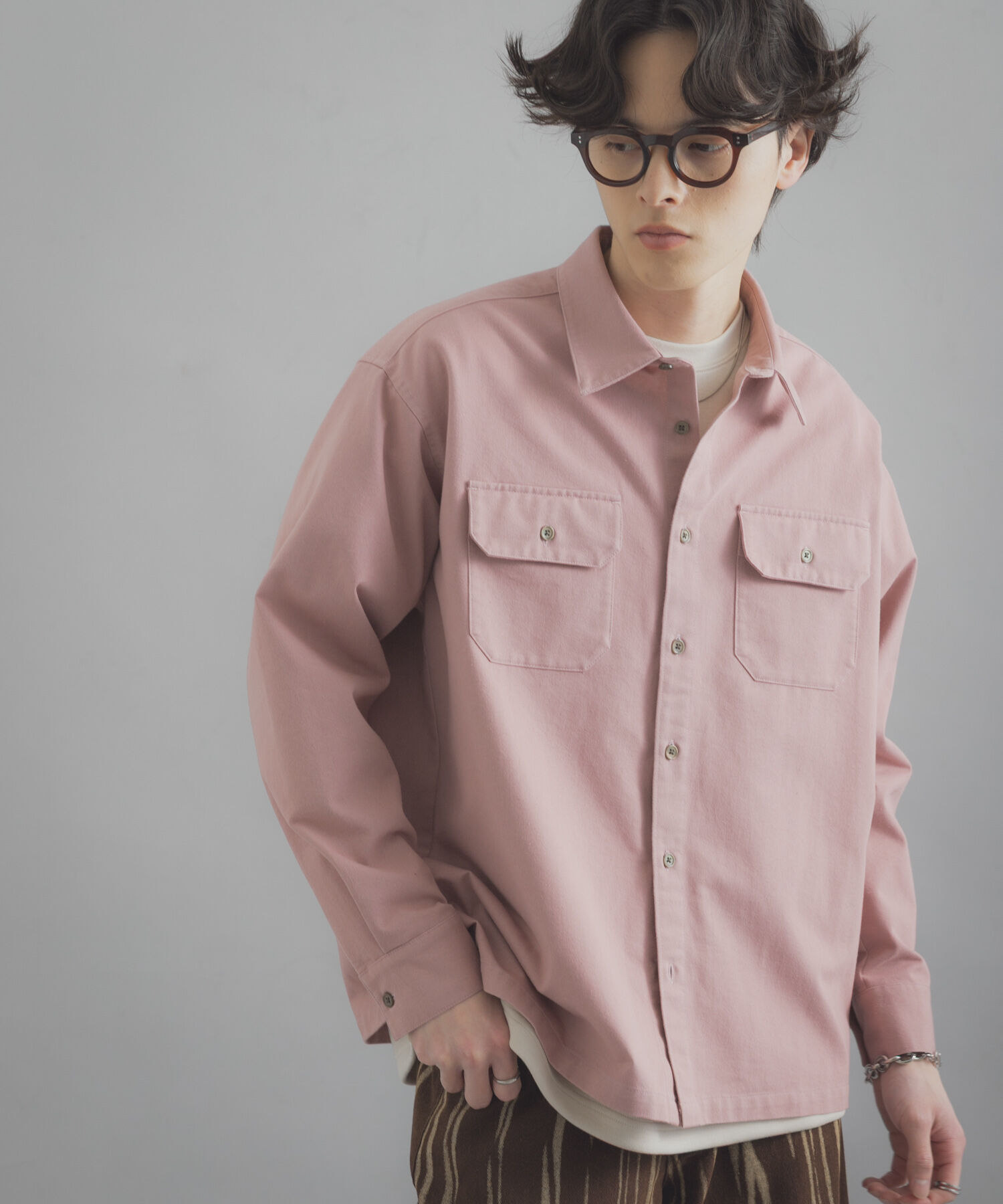 SENSE OF PLACE by URBAN RESEARCH「ダブルポケットカラーデニムシャツ」|シャツ・ブラウス|ピンク