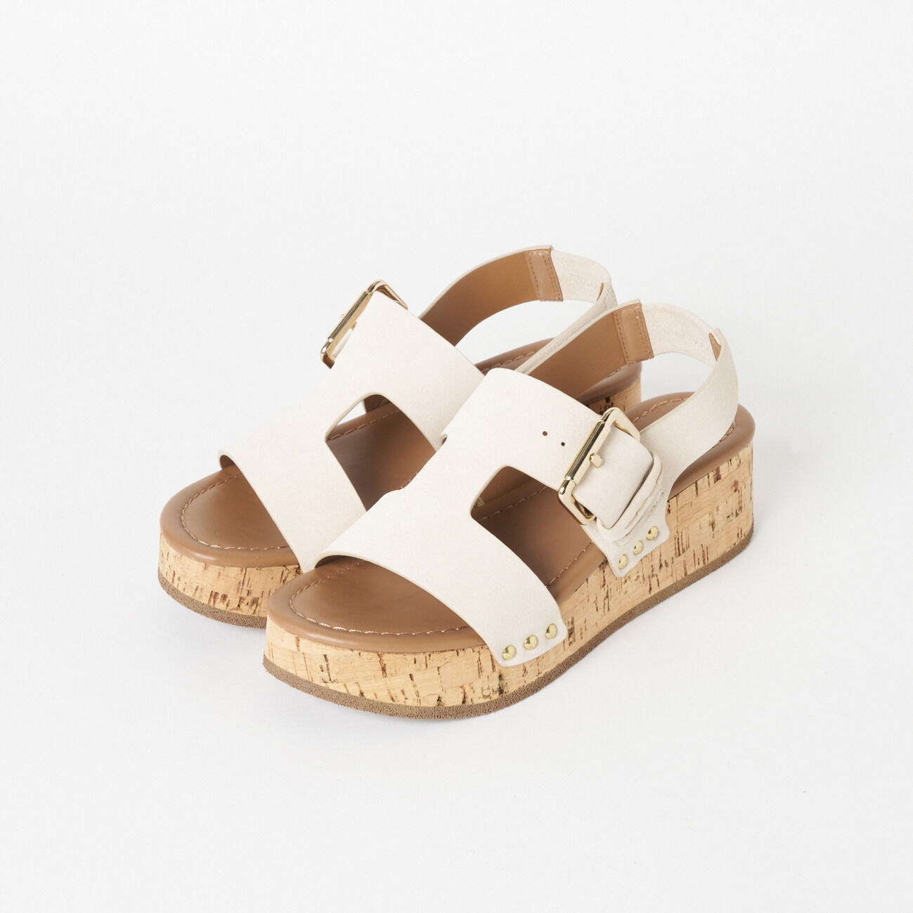  「Claire Charlotte SUEDE CORK SOLE SANDAL」|その他|アイボリー