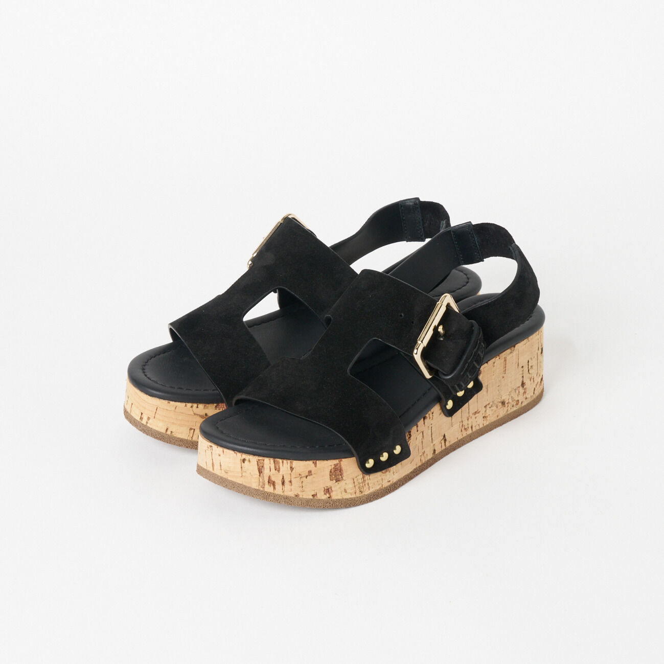  「Claire Charlotte SUEDE CORK SOLE SANDAL」|その他|ブラック