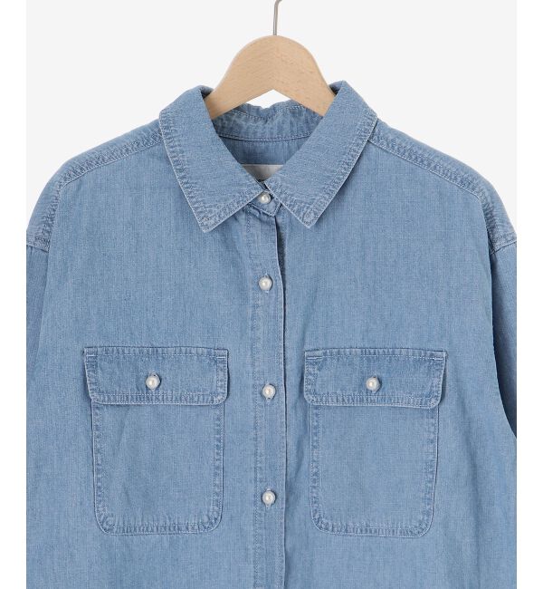  「《軽いシャツ素材》パールボタンデニムシャツ」|シャツ・ブラウス|