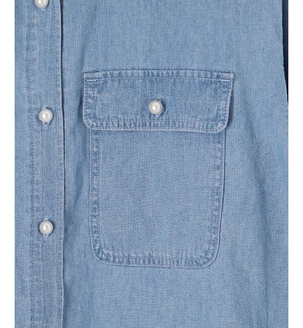  「《軽いシャツ素材》パールボタンデニムシャツ」|シャツ・ブラウス|
