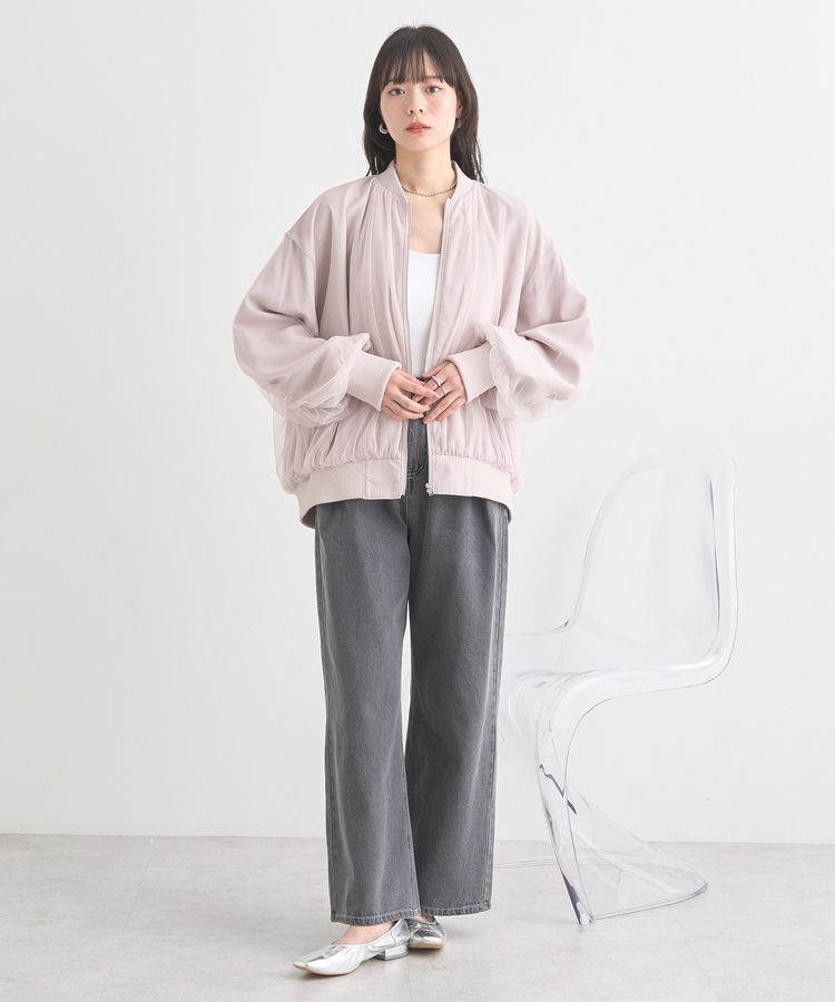 earth music&ecology「チュールレイヤードMA-1」|ブルゾン・スタジャン|