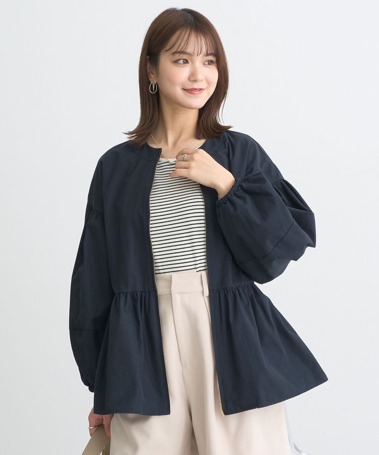 earth music&ecology「撥水ペプラムジップブルゾン」|ブルゾン・スタジャン|