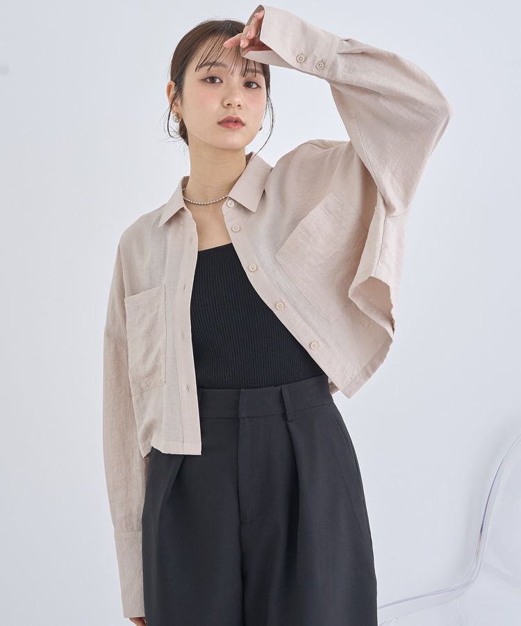 earth music&ecology「Wポケットショートシャツ」|シャツ・ブラウス|Beige