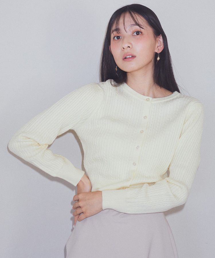 earth music&ecology「ミニケーブルコンパクトカーディガン」|カーディガン|