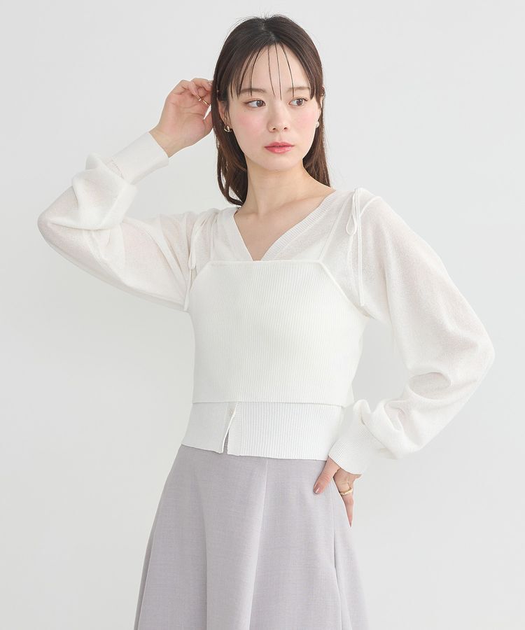 earth music&ecology「シアーラメVネックカーディガン」|カーディガン|