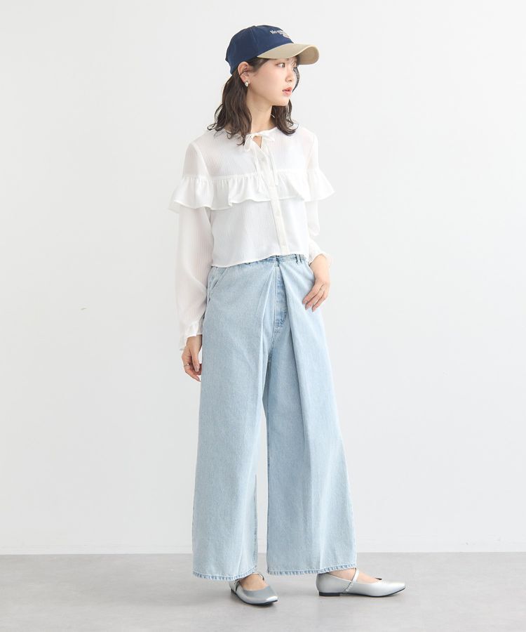 earth music&ecology「フリル切替えショートブラウス」|シャツ・ブラウス|