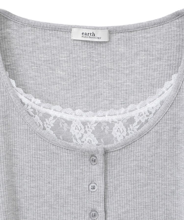 earth music&ecology「レースレイヤードリブプルオーバー」|Tシャツ・カットソー|