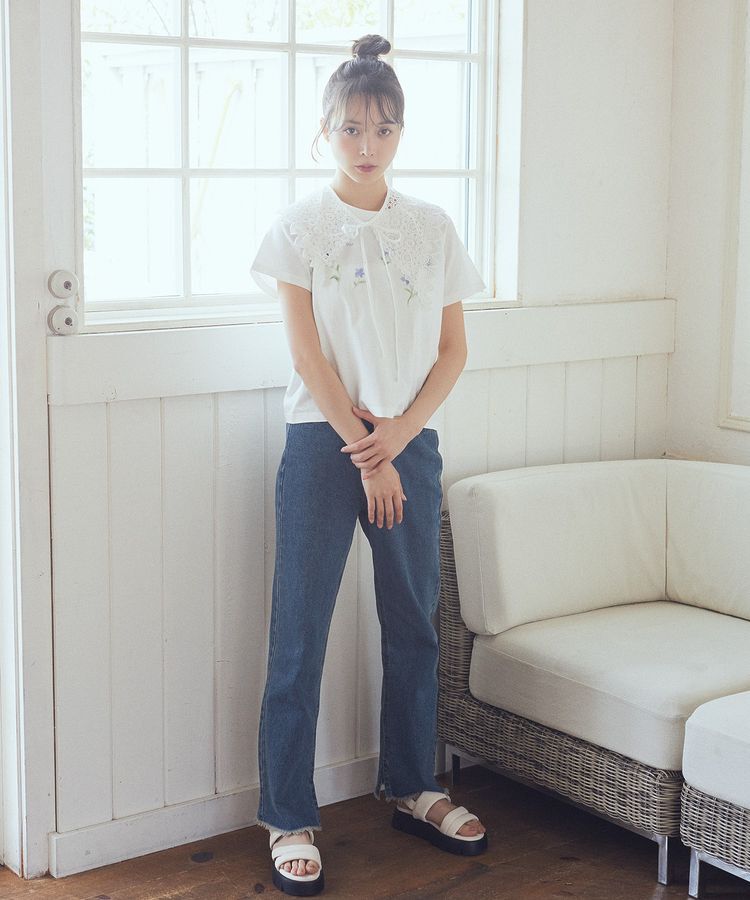 earth music&ecology「カットオフフレアデニムパンツ」|デニム|