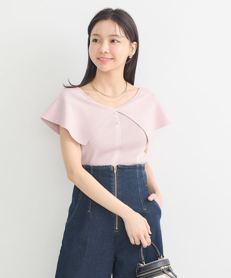 earth music&ecology「ビッグカラーノースリニットトップス」|ニット・セーター|