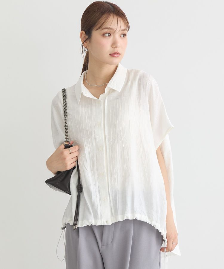 earth music&ecology「裾ドロストフレンチスリーブシャツ」|シャツ・ブラウス|Off White