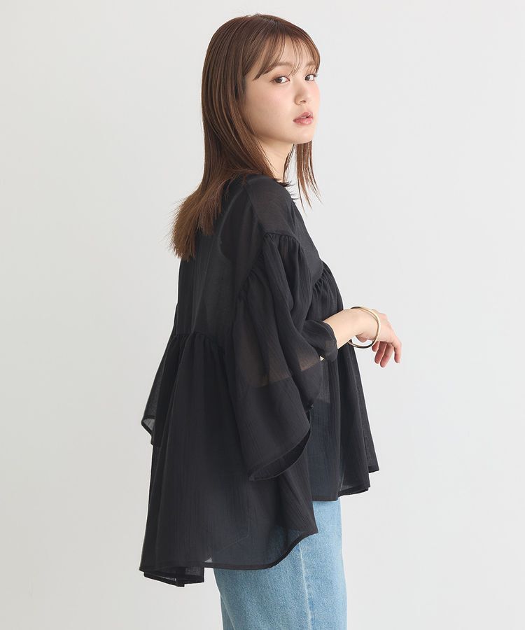 earth music&ecology「Vネックギャザーブラウス」|シャツ・ブラウス|