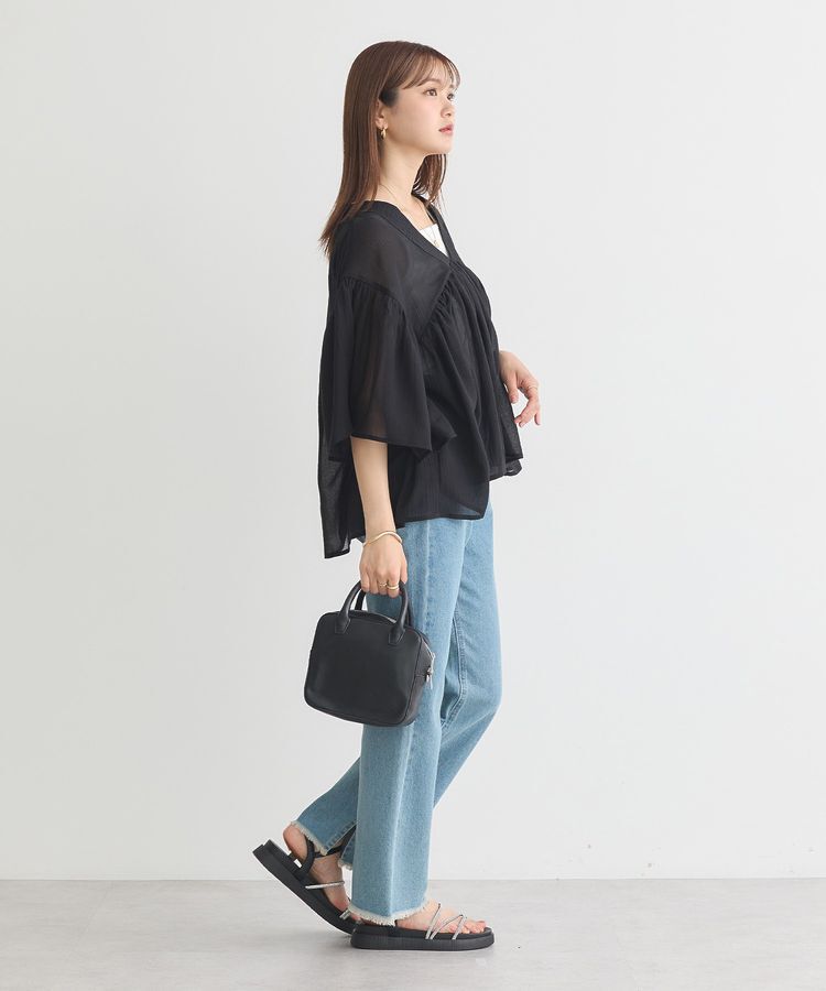 earth music&ecology「Vネックギャザーブラウス」|シャツ・ブラウス|