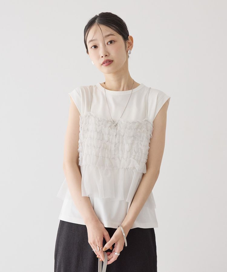 AMERICAN HOLIC「【2点セット】チュールキャミ+ノースリーブT」|Tシャツ・カットソー|
