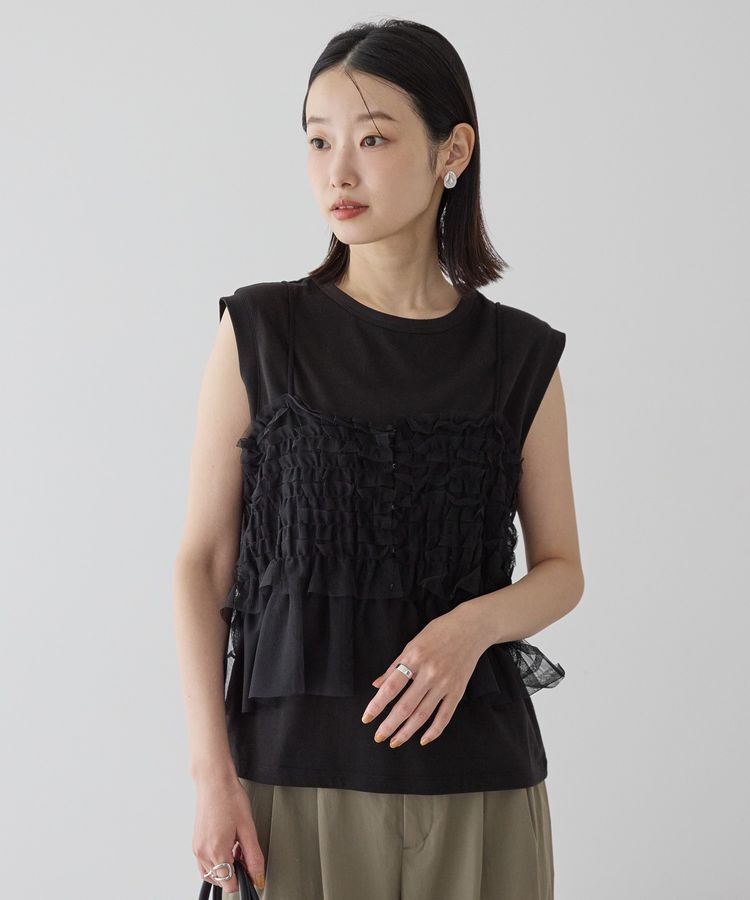 AMERICAN HOLIC「【2点セット】チュールキャミ+ノースリーブT」|Tシャツ・カットソー|