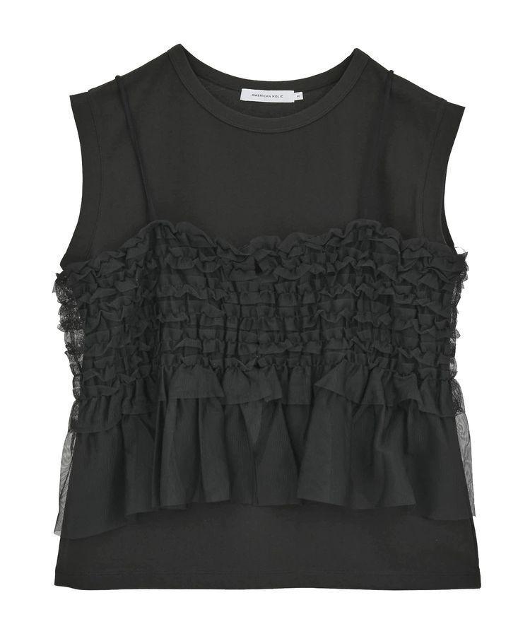 AMERICAN HOLIC「【2点セット】チュールキャミ+ノースリーブT」|Tシャツ・カットソー|