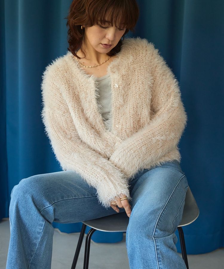 AMERICAN HOLIC「シャギーニットクルーネックカーディガン」|カーディガン|