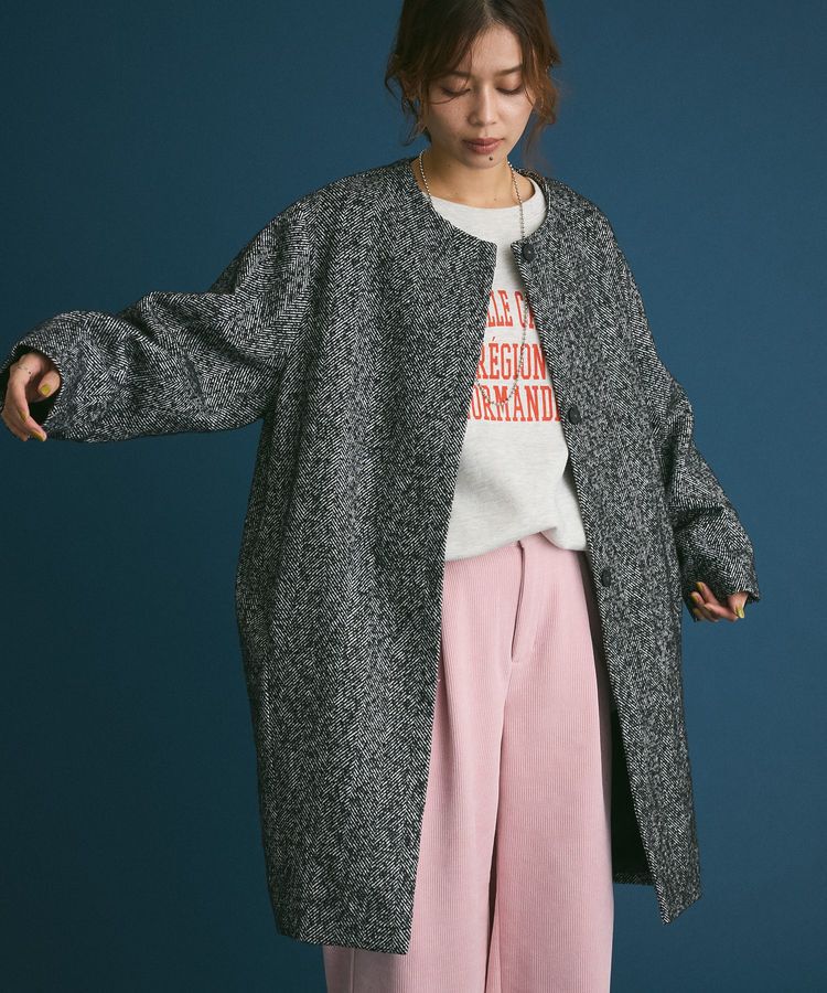 Green Parks「裏起毛配色ステッチロゴチュニック」|スウェット・ジャージ|