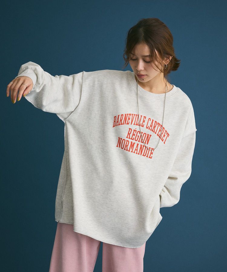 Green Parks「裏起毛配色ステッチロゴチュニック」|スウェット・ジャージ|