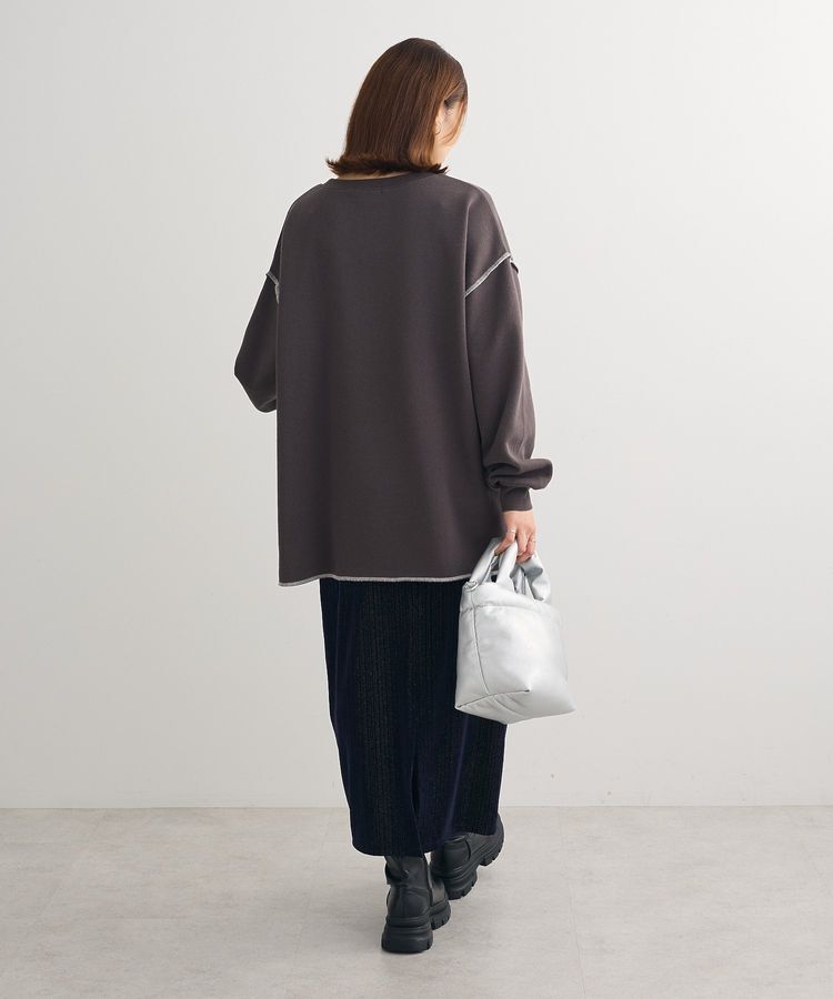 Green Parks「裏起毛配色ステッチロゴチュニック」|スウェット・ジャージ|