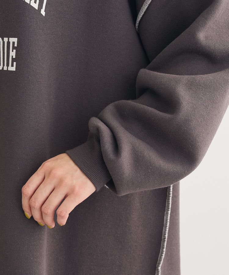 Green Parks「裏起毛配色ステッチロゴチュニック」|スウェット・ジャージ|