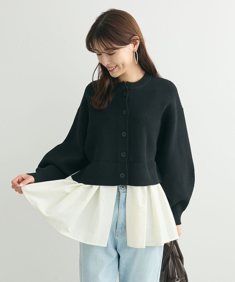 Green Parks「・ELENCARE DUE スソレイヤーニットカーディガン」|カーディガン|Black