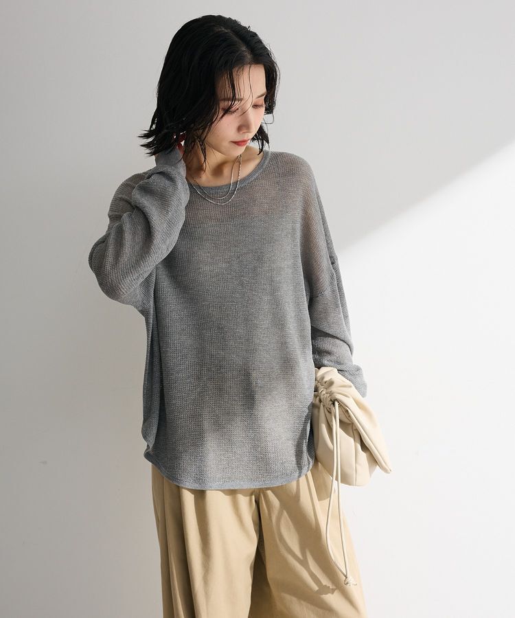 Green Parks「シアーニットプルオーバー」|ニット・セーター|Gray