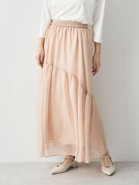 YECCA VECCA「箔プリントシアーギャザースカート」|スカート|