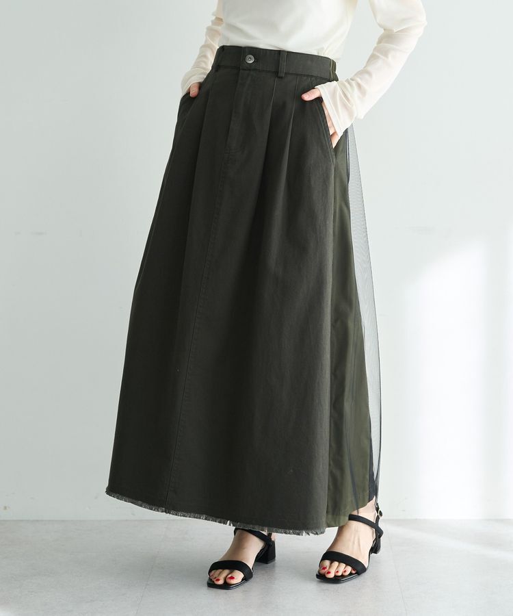 Editt by YECCA VECCA「異素材MIXロングスカート」|スカート|Khaki